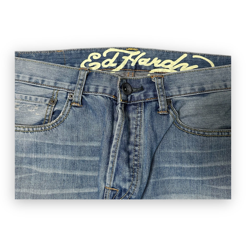 Jeans Ed Hardy Skull Yellow Embroidery