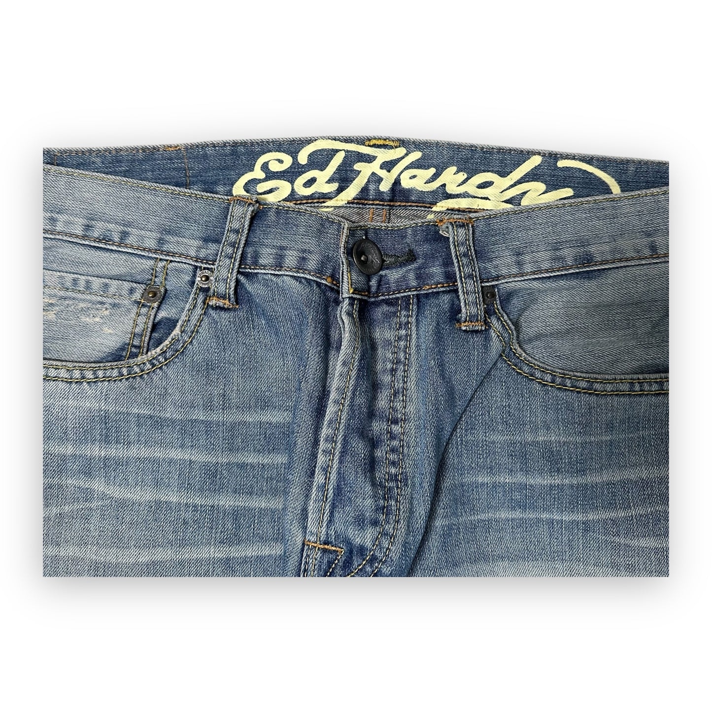 Jeans Ed Hardy Skull Yellow Embroidery (M)