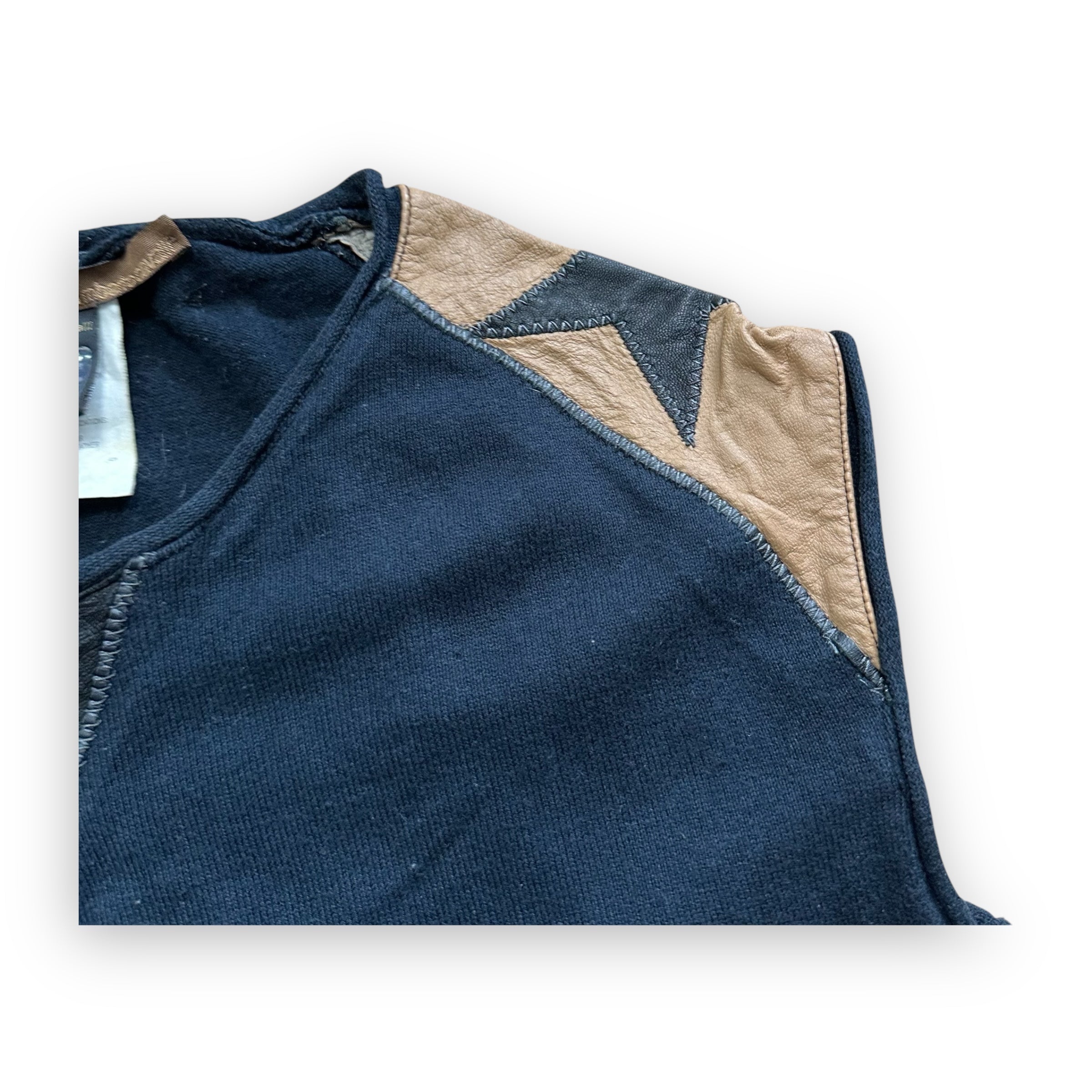 Jacket Roberto Cavalli Black Brown Leather vintage + Vest