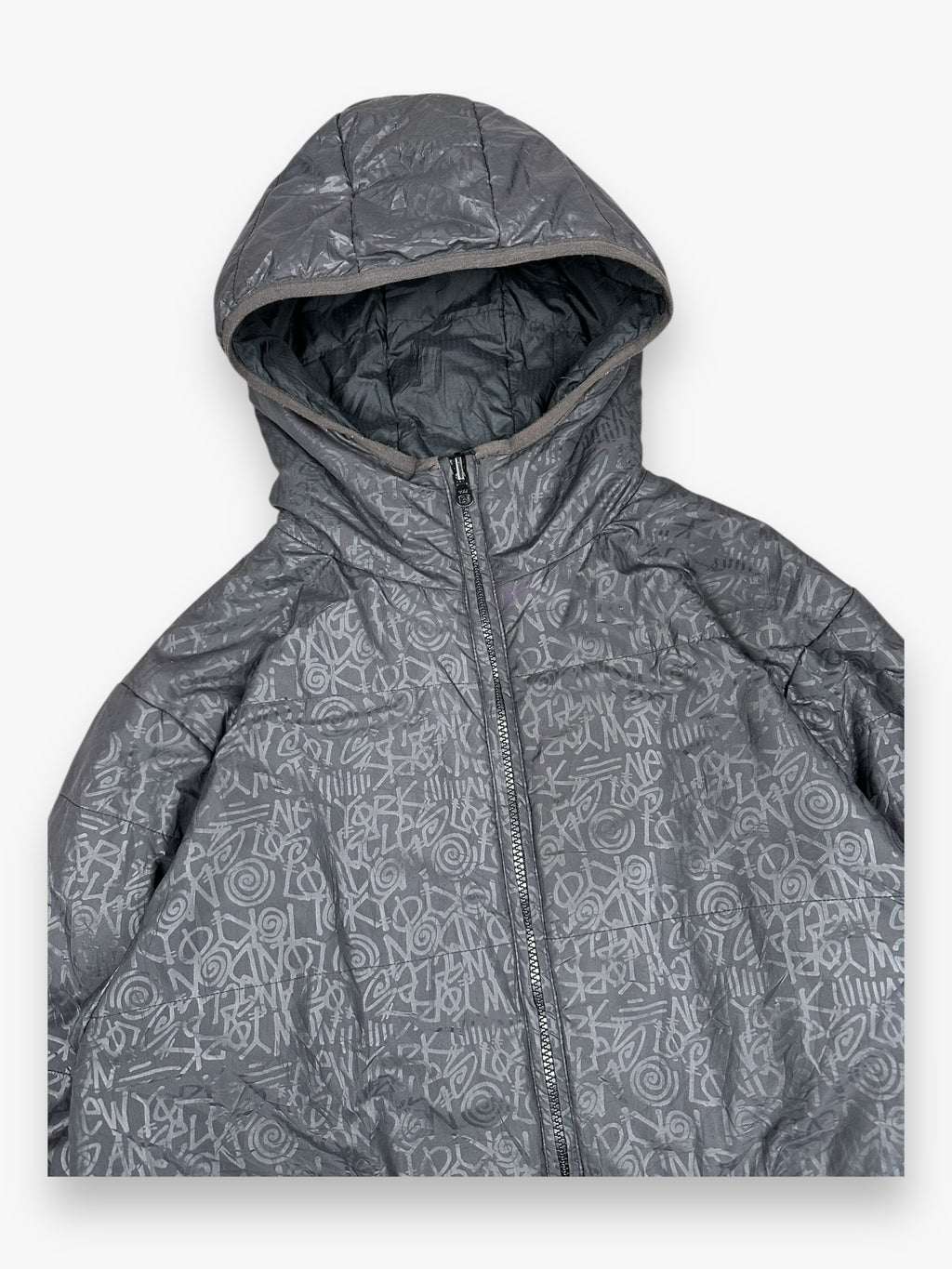 Stussy Reversible Puffer Jacket Script Black vintage