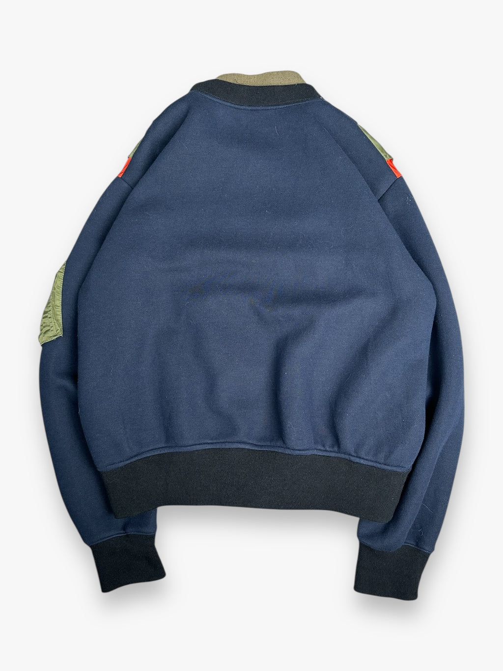 Sacai Bomber Jacket Hybrid Off Center Zip Navy