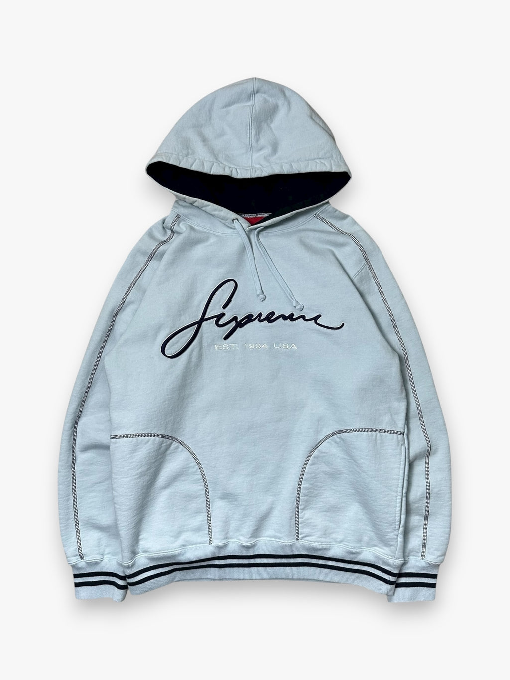 Sweatshirt Hoodie Supreme Contrast Embroidered Ice SS19