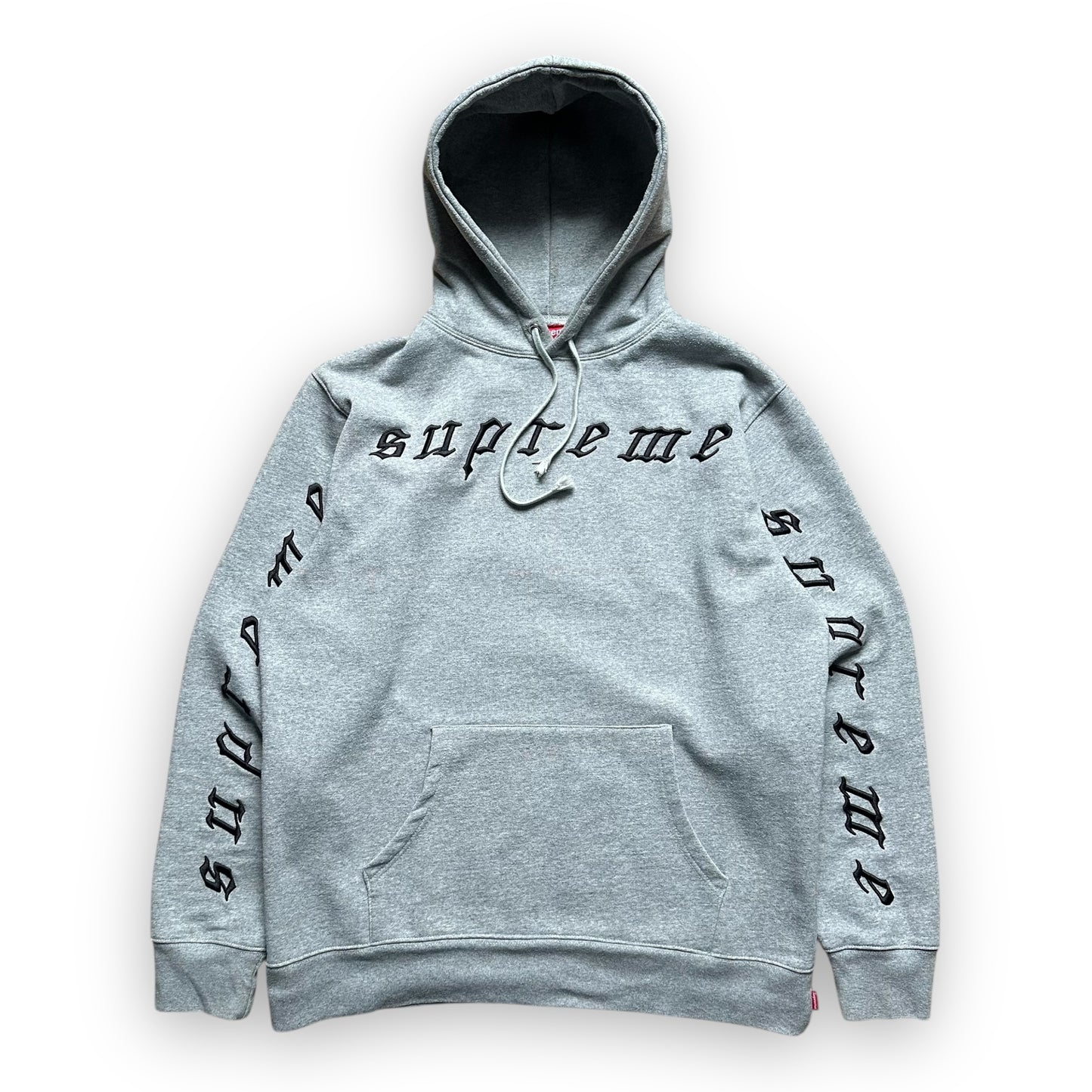 Sweatshirt Hoodie Supreme Raised Embroidery Heather Grey (XL)