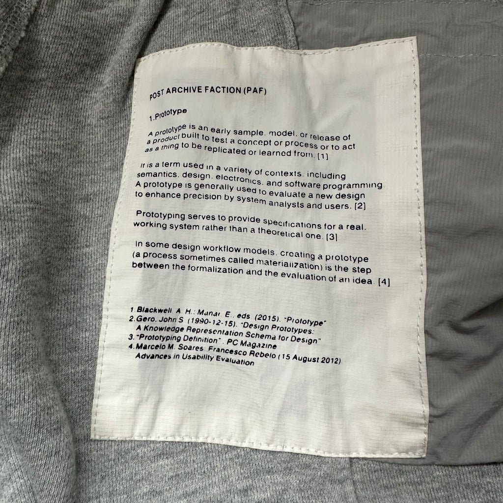 Sweatpant PAF (Post Archive Faction) Prototype SAMPLE Unreleased Center Pocket Pant AW18
