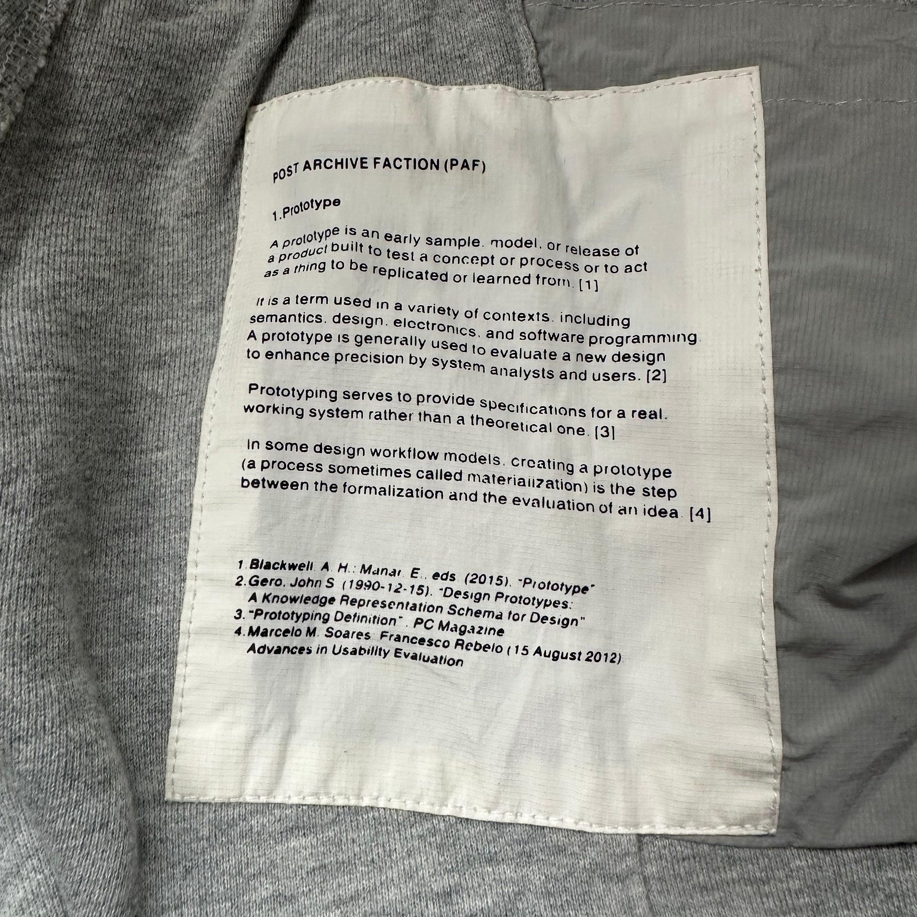 Sweatpant PAF (Post Archive Faction) Prototype SAMPLE Unreleased Center Pocket Pant AW18