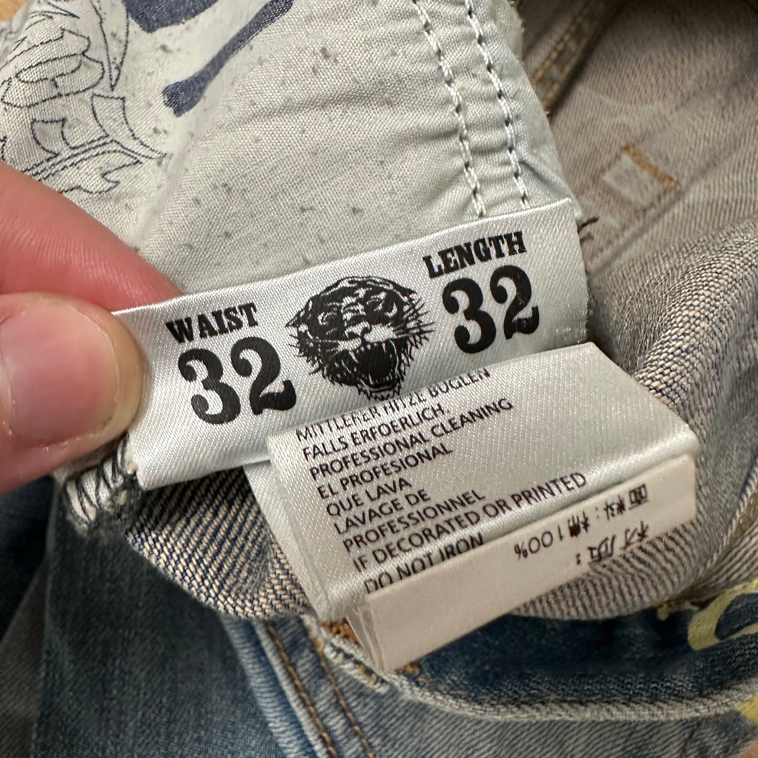 Jeans Ed Hardy Skull Yellow Embroidery