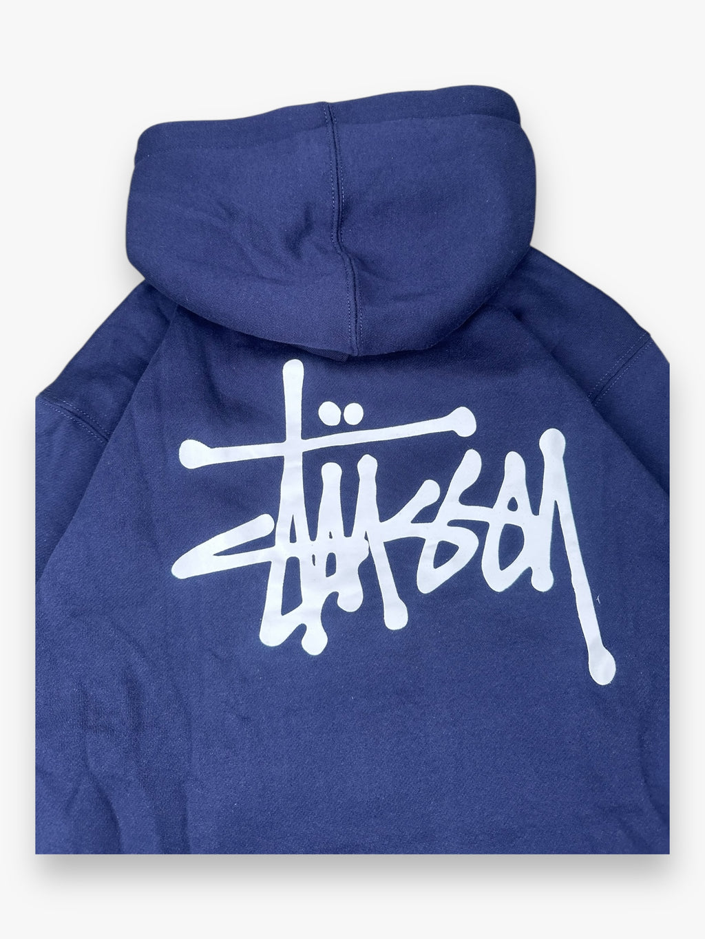 Sweatshirt Hoodie Zip Up Stussy Spell Out Navy