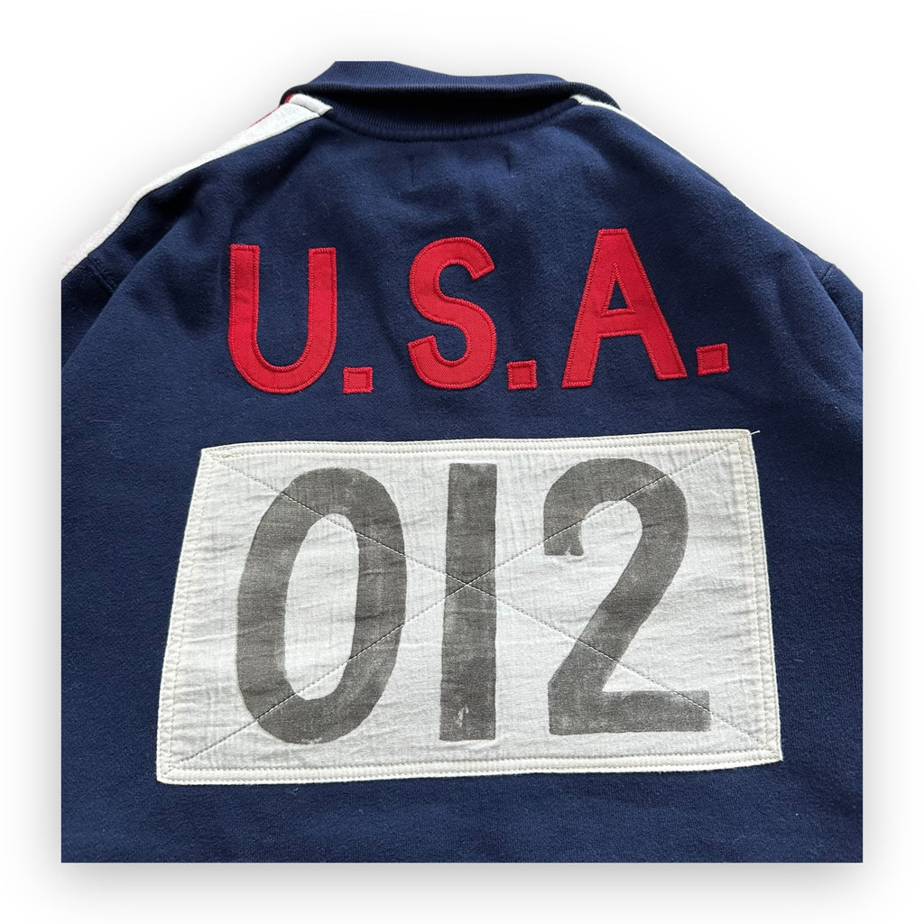 Sweatshirt Zip Ralph Lauren USA Navy Red vintage