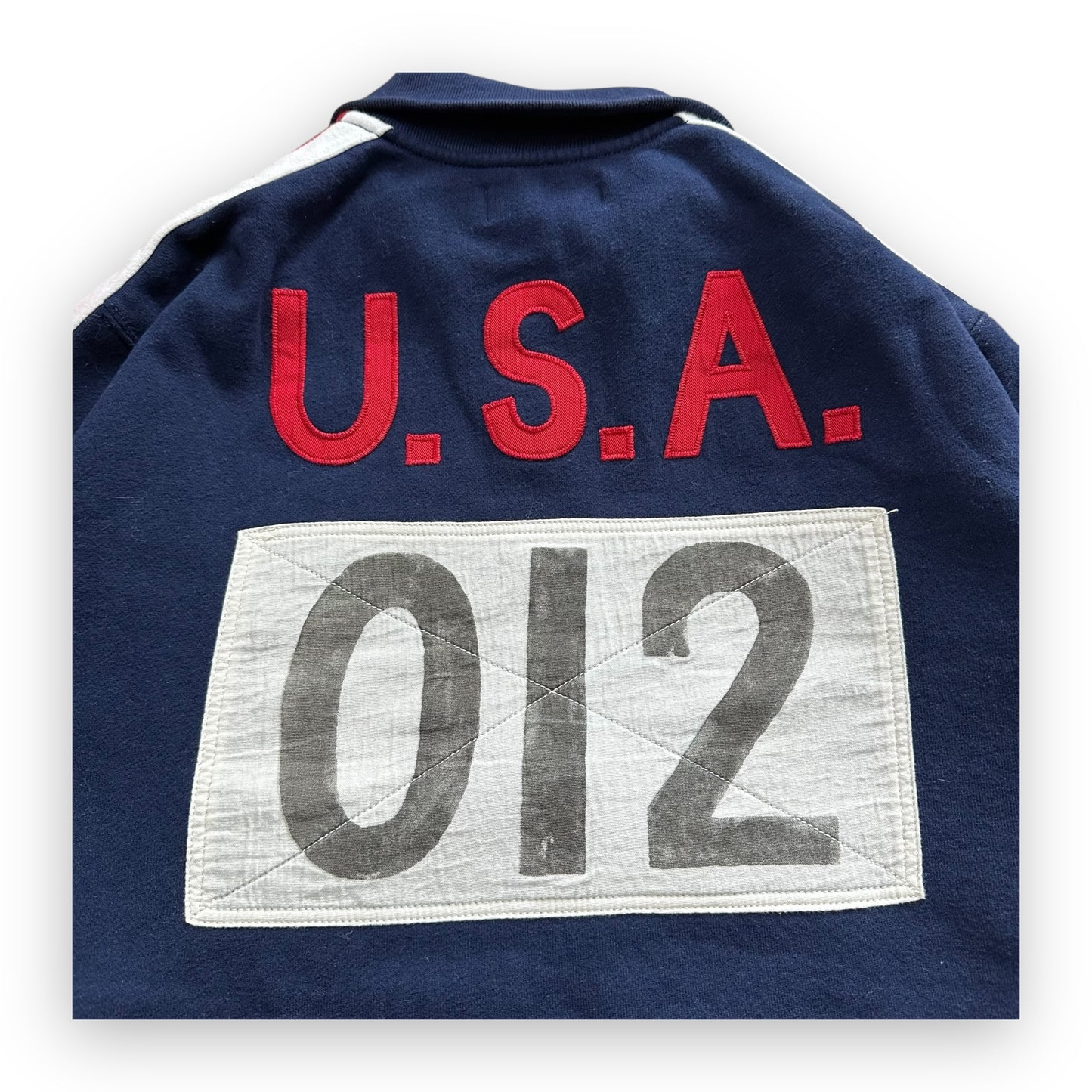 Sweatshirt Zip Ralph Lauren USA Navy Red vintage (M)