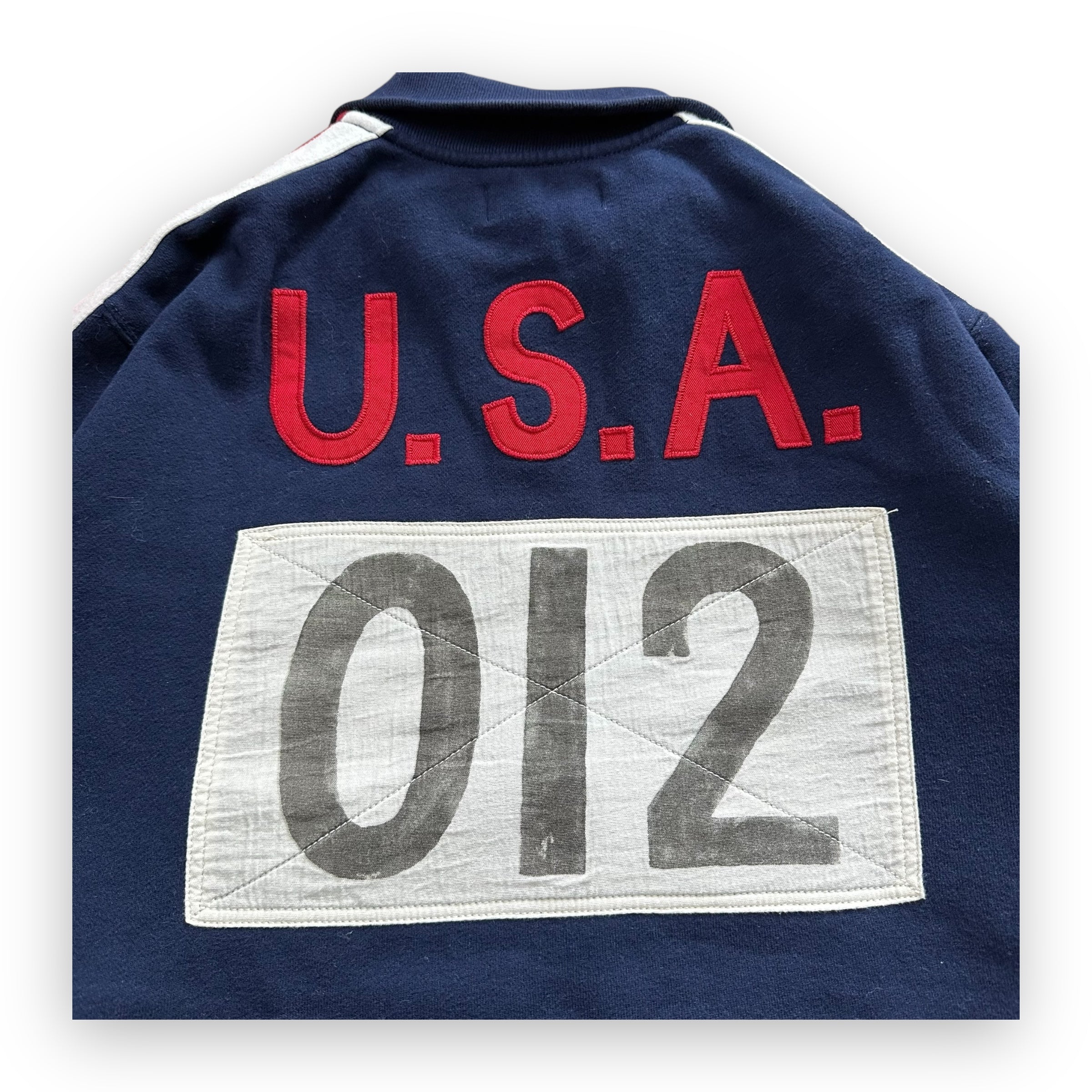 Sweatshirt Zip Ralph Lauren USA Navy Red vintage