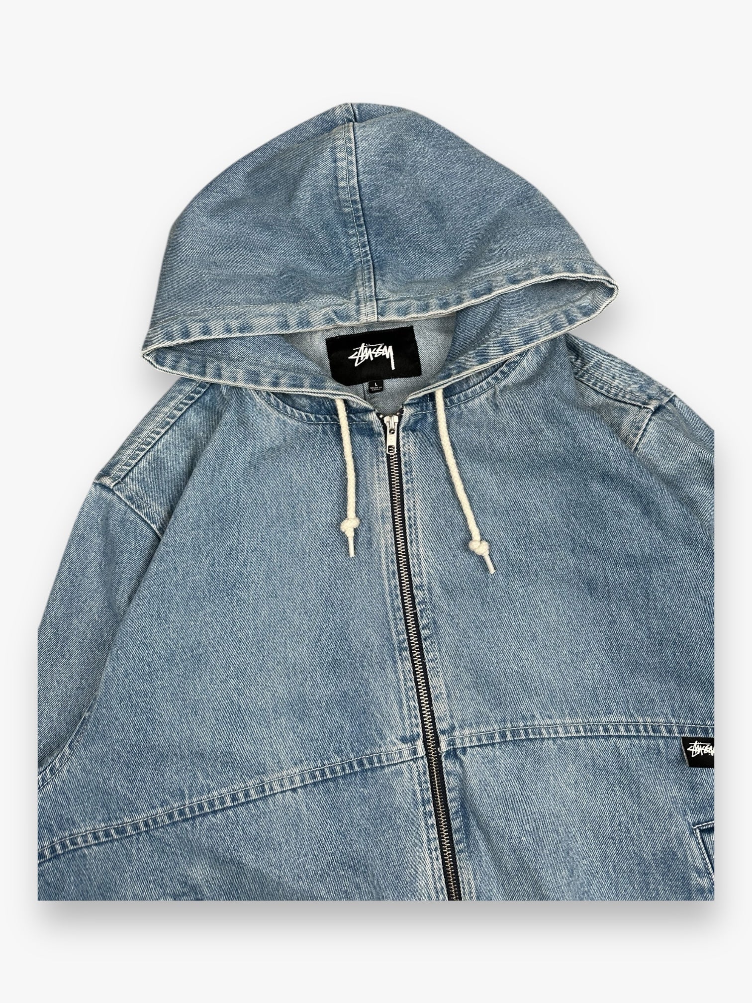 Stussy Hooded Denim Jacket Light Blue