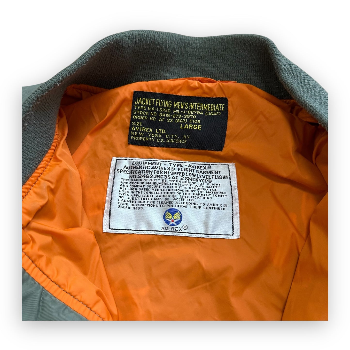 Jacket Avirex Bomber Pilot L-2b 26th Fighter Squadron Kaki Vintage (L)