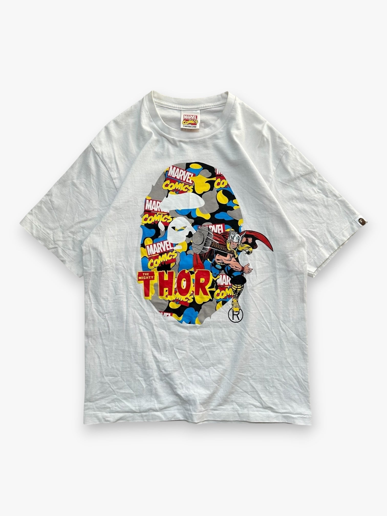 Tee Bape Marvel Comics Camo Mighty Thor White SS21