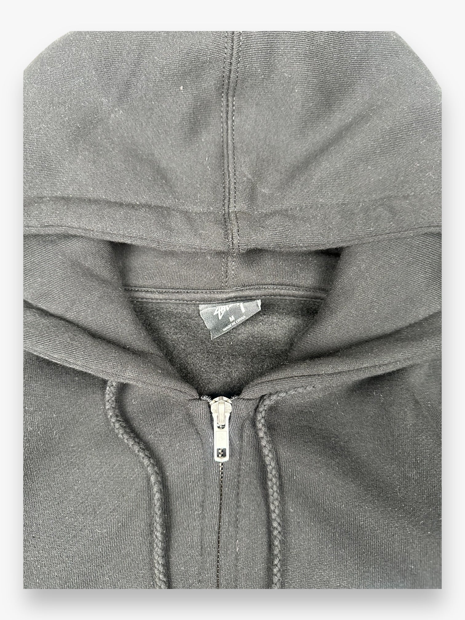 Sweatshirt Hoodie Zip Up Stussy Spell Out Black