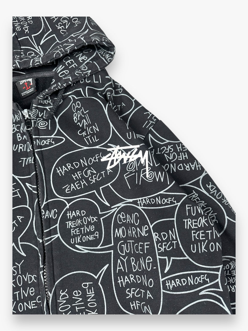 Sweatshirt Hoodie Zip Up Stussy Comics vintage