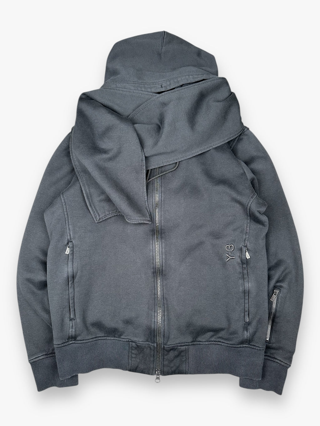 Y-3 Scarf Sweatshirt Hoodie Zip Up Navy