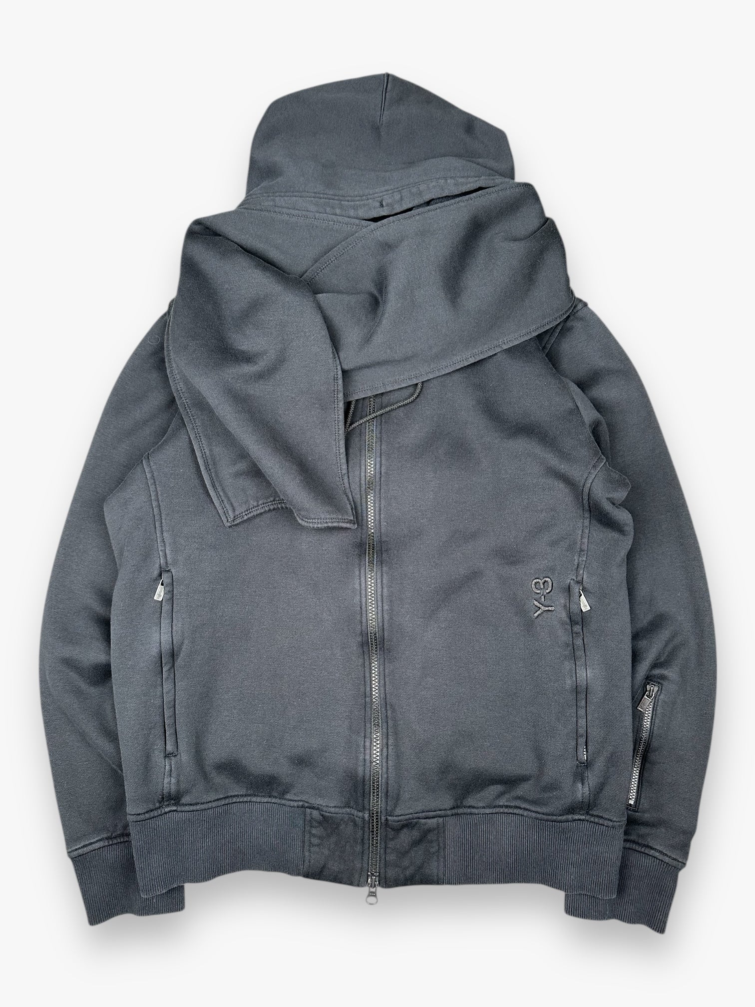 Y-3 Scarf Sweatshirt Hoodie Zip Up Navy