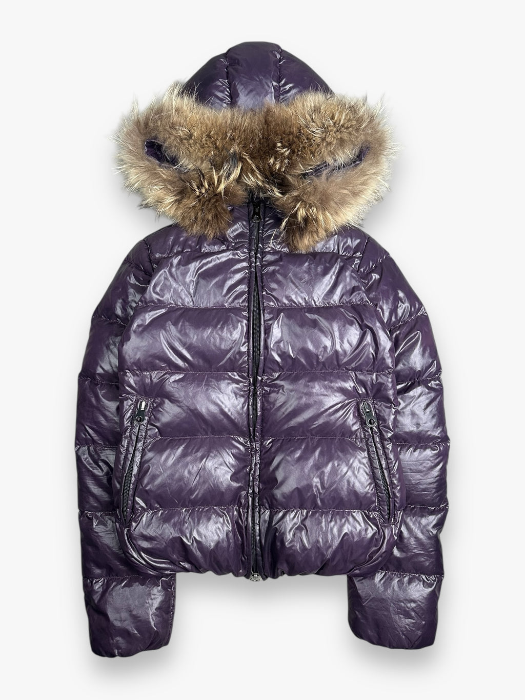 Duvetica Fur Puffer Jacket Purple