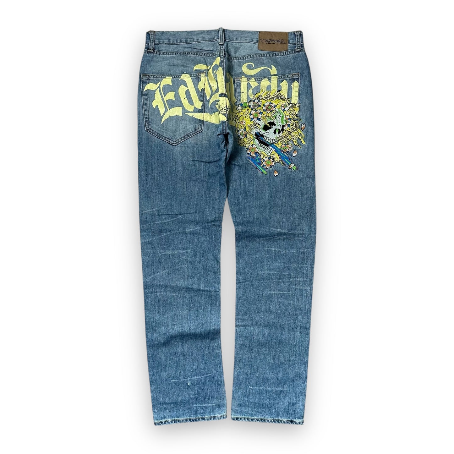 Jeans Ed Hardy Skull Yellow Embroidery (M)