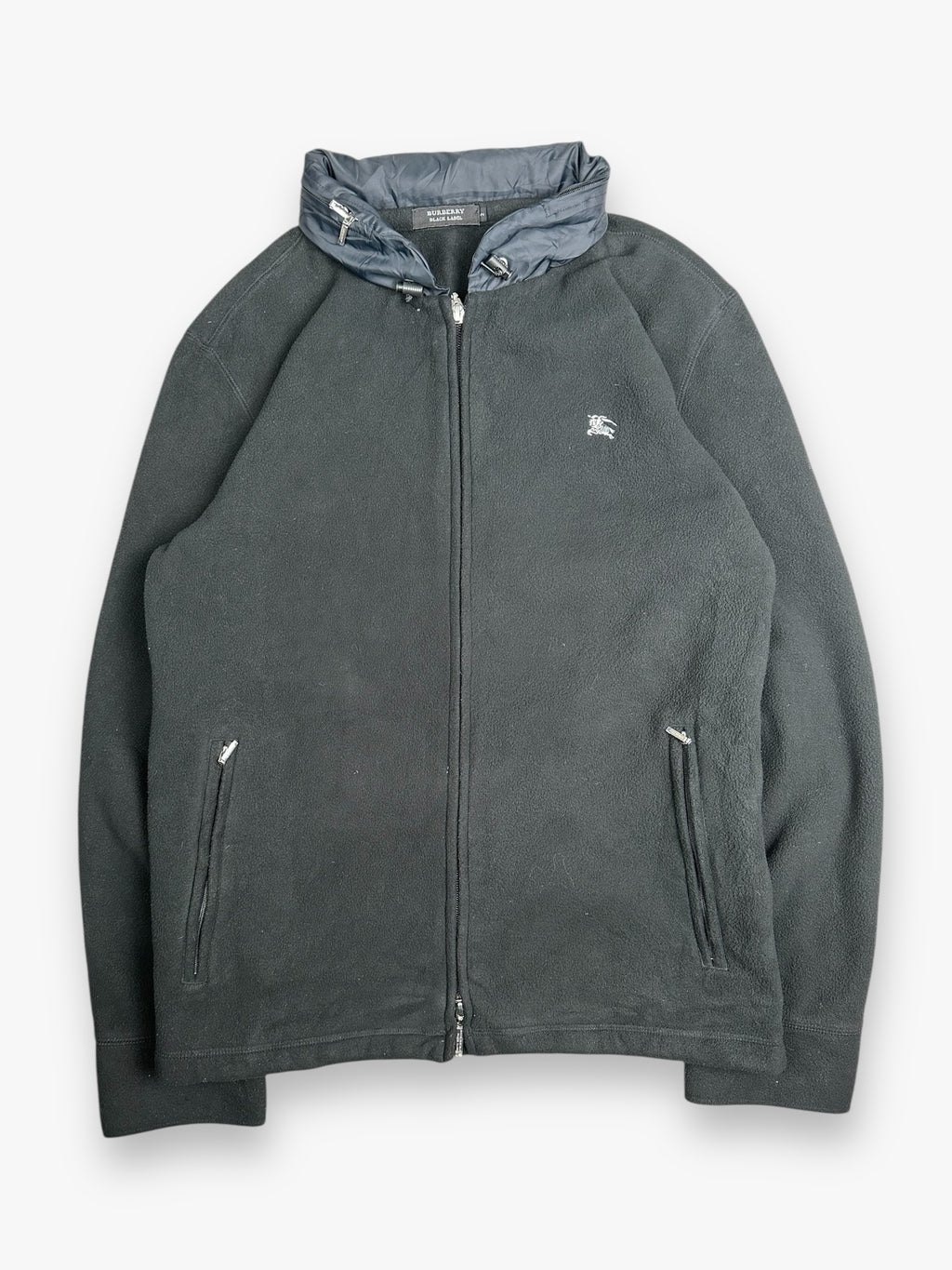 Burberry Black Label Japanese Hooded Knit Jacket Black vintage