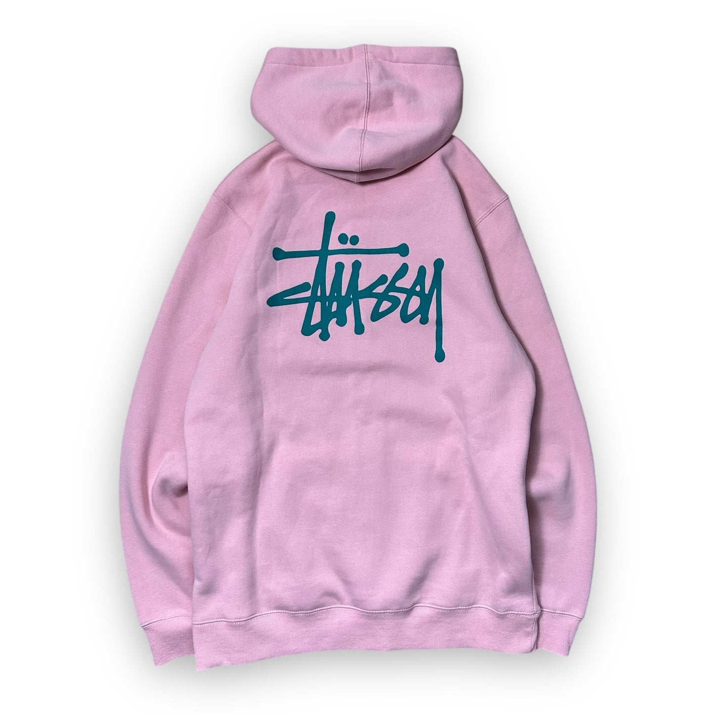 Sweatshirt Hoodie Zip Stussy Spell out Pink (XL)