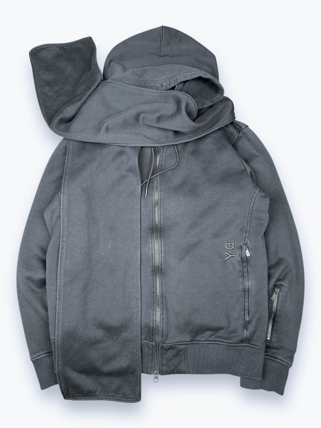 Y-3 Scarf Sweatshirt Hoodie Zip Up Navy